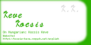 keve kocsis business card